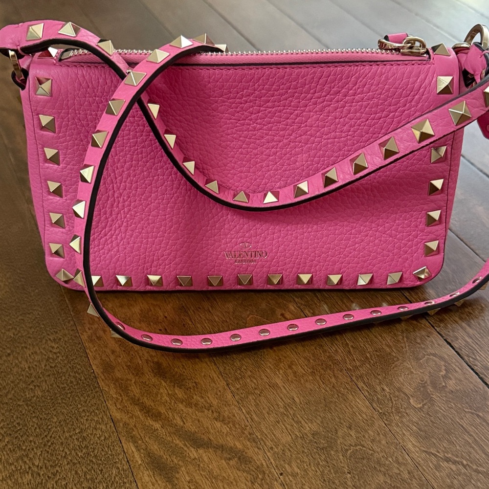 Valentino Pink Crossbody Bag with Silver Studs
